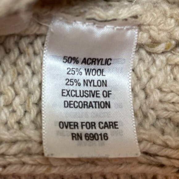 Relativity Womans Cardigan Sweater Large Beige Cable Knit Toggle With Pockets - Picture 6 of 11